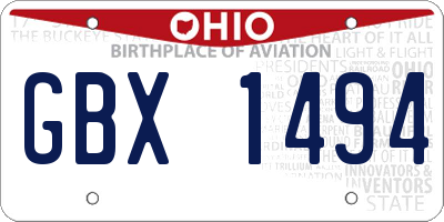 OH license plate GBX1494
