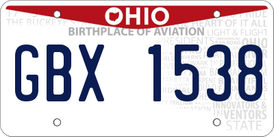 OH license plate GBX1538