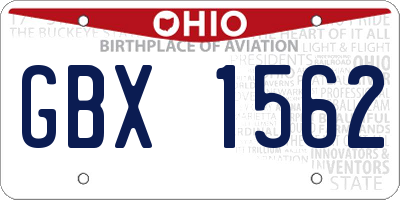 OH license plate GBX1562
