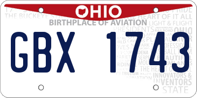 OH license plate GBX1743