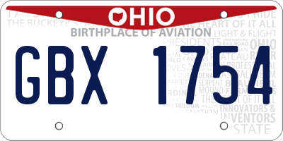 OH license plate GBX1754