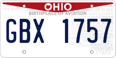 OH license plate GBX1757