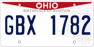 OH license plate GBX1782