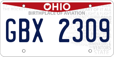 OH license plate GBX2309