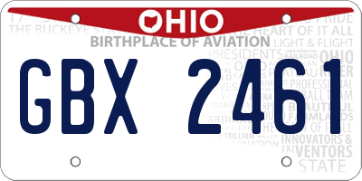 OH license plate GBX2461
