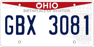 OH license plate GBX3081
