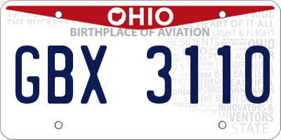 OH license plate GBX3110