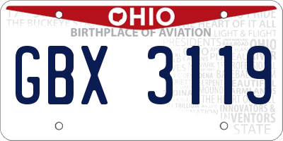 OH license plate GBX3119