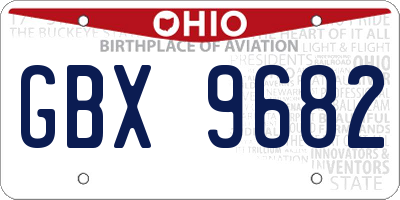 OH license plate GBX9682
