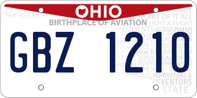 OH license plate GBZ1210