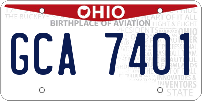 OH license plate GCA7401