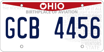 OH license plate GCB4456