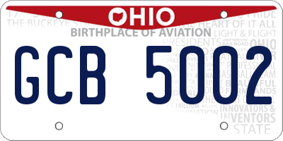 OH license plate GCB5002