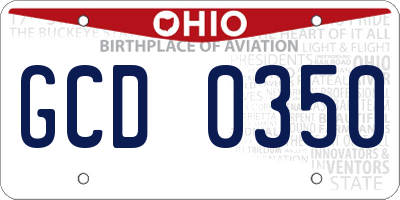 OH license plate GCD0350