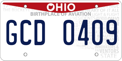 OH license plate GCD0409