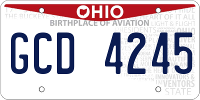 OH license plate GCD4245