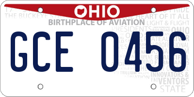 OH license plate GCE0456