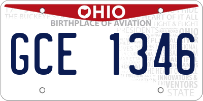 OH license plate GCE1346