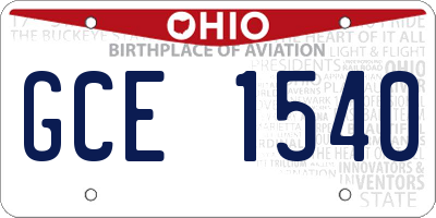 OH license plate GCE1540