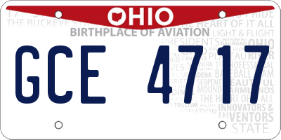 OH license plate GCE4717