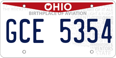 OH license plate GCE5354