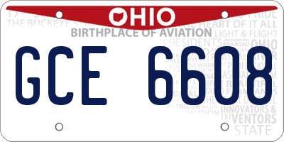 OH license plate GCE6608