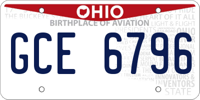OH license plate GCE6796