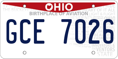 OH license plate GCE7026