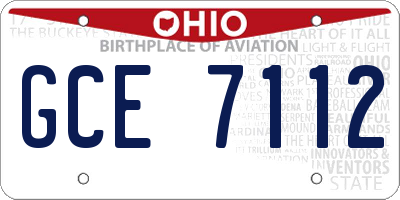 OH license plate GCE7112