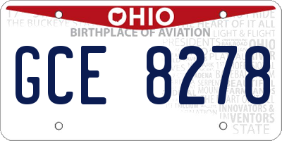 OH license plate GCE8278