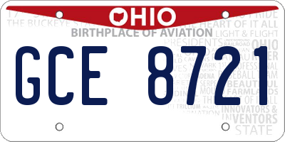 OH license plate GCE8721
