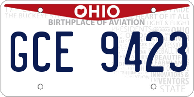 OH license plate GCE9423
