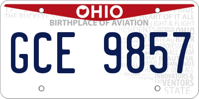 OH license plate GCE9857