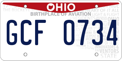 OH license plate GCF0734