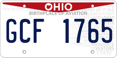 OH license plate GCF1765