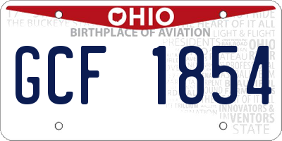 OH license plate GCF1854