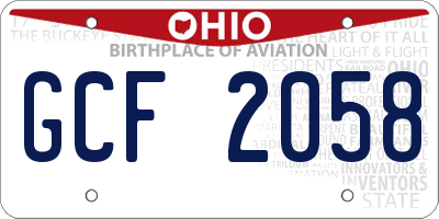 OH license plate GCF2058