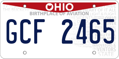 OH license plate GCF2465