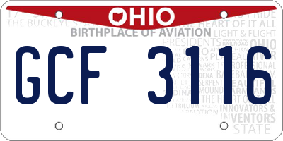 OH license plate GCF3116