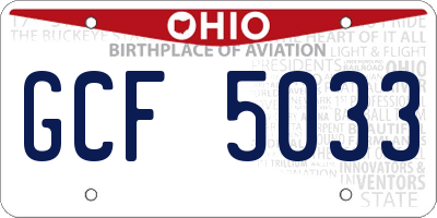 OH license plate GCF5033
