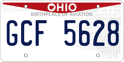 OH license plate GCF5628