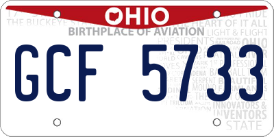 OH license plate GCF5733