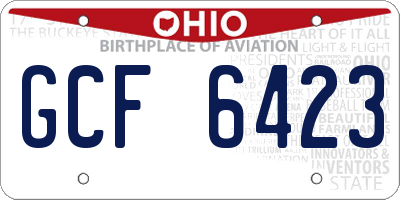 OH license plate GCF6423