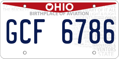OH license plate GCF6786