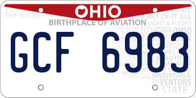 OH license plate GCF6983