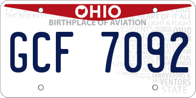 OH license plate GCF7092