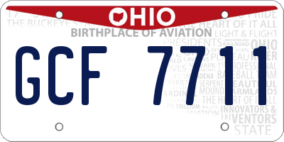 OH license plate GCF7711