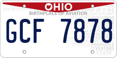 OH license plate GCF7878