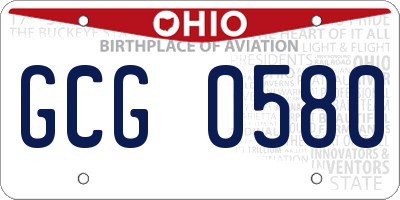 OH license plate GCG0580