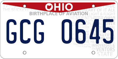 OH license plate GCG0645